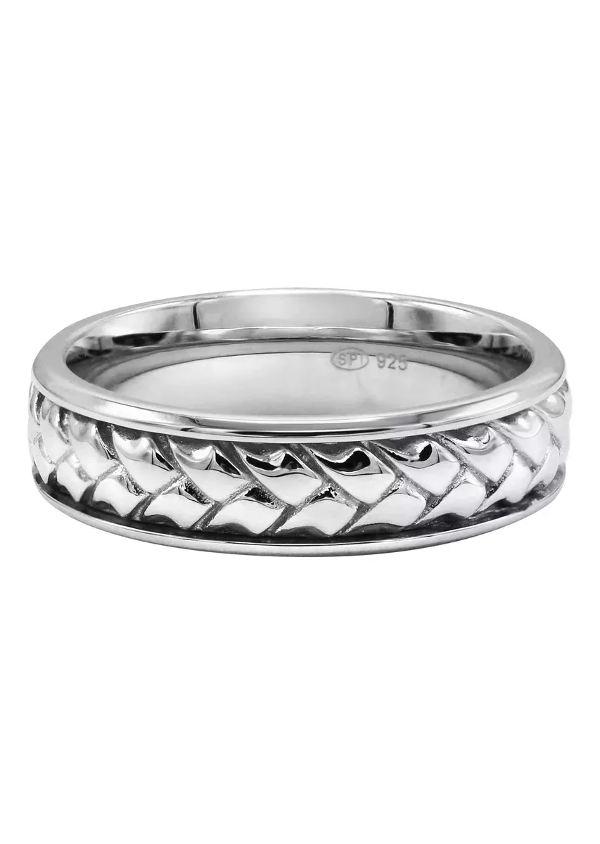 Mens Silver Braided Wedding Band | Appx 8.6 Grams