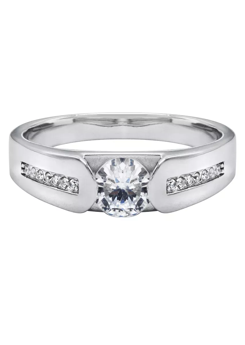 Mens Silver CZ Stud Wedding Band | Appx 5 Grams