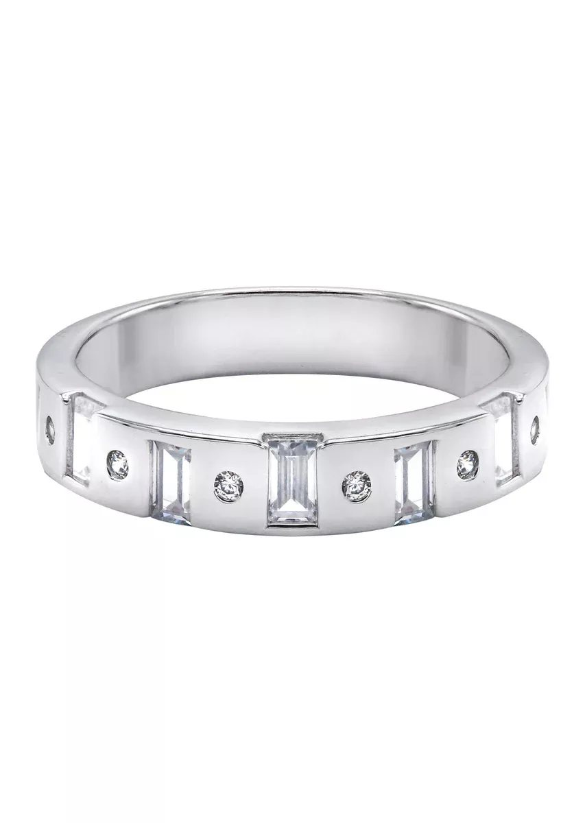 Mens Silver CZ Wedding Band | Appx 4.5 Grams
