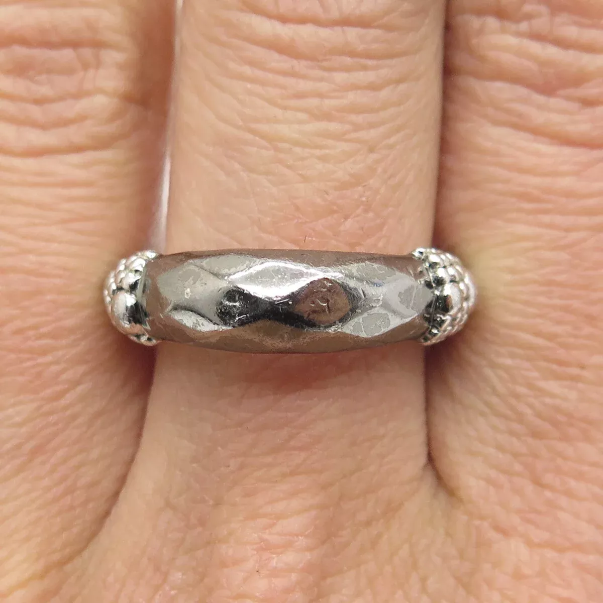 MICHAEL DAWKINS 925 Sterling Silver Granulated Oxidized Ring Size 8