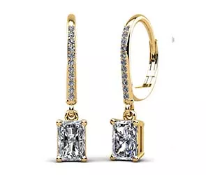 Modern Chic Emerald Cut Drop Earrings 5 /8 Carat Total Weight