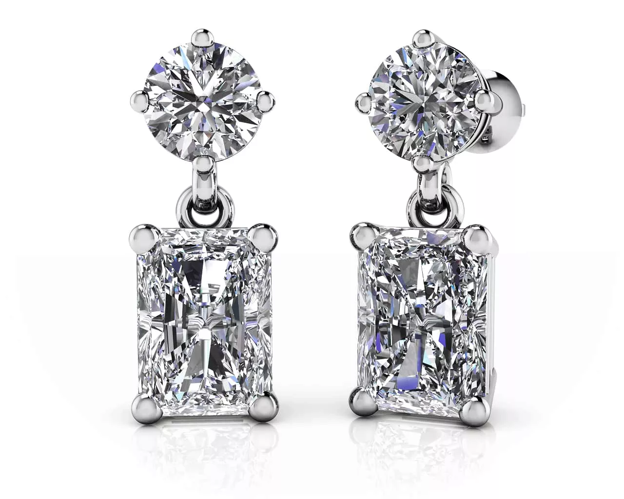 Modern Twist Emerald Cut Drop Earrings 2.68 Carat Total Weight(Lab-Created)