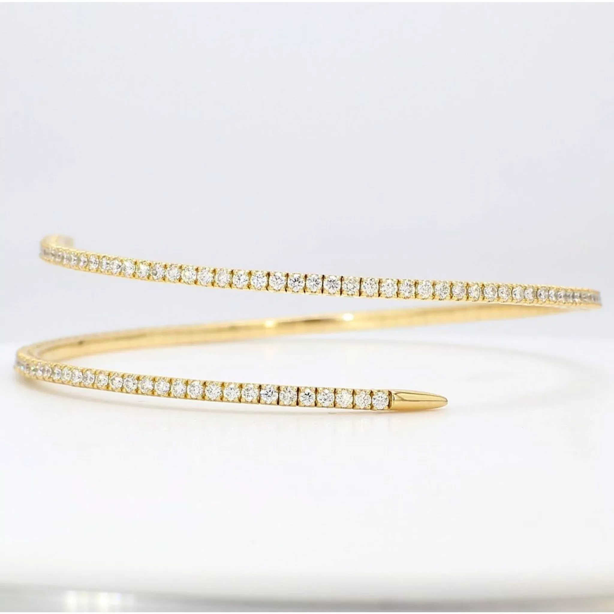 Ninacci 18K Yellow Gold 2.28 Carats Flexible Diamond Bangle Bracelet