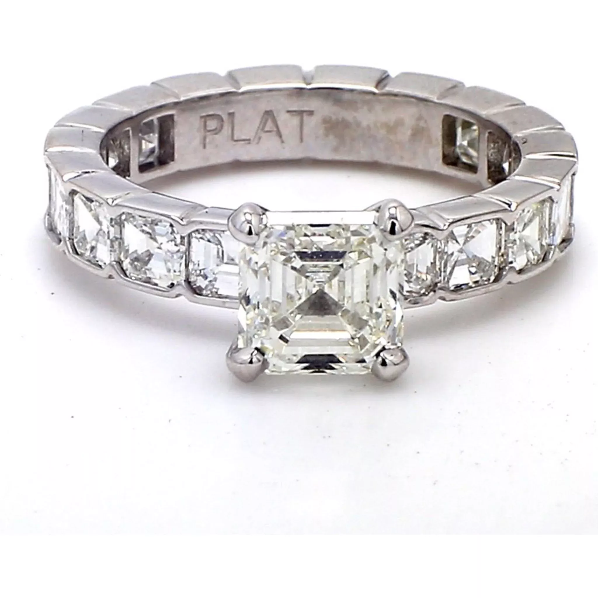 Ninacci Platinum Asscher Cut Semi-Mount Ring - Size 4.0