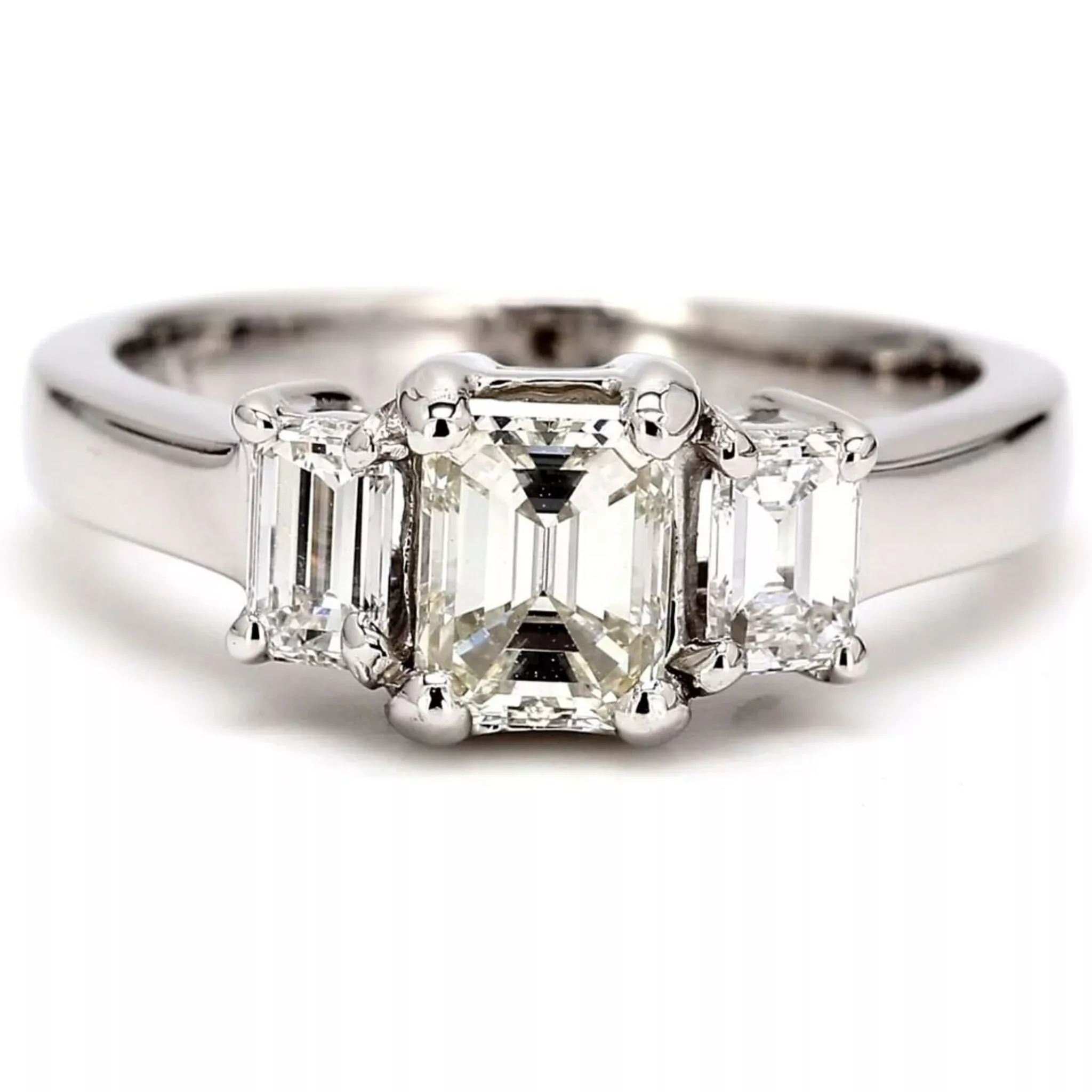 Ninacci Platinum Three-Stone Emerald Cut Diamond Ring - 0.45 Carat Total Diamond Weight - Size 5.0