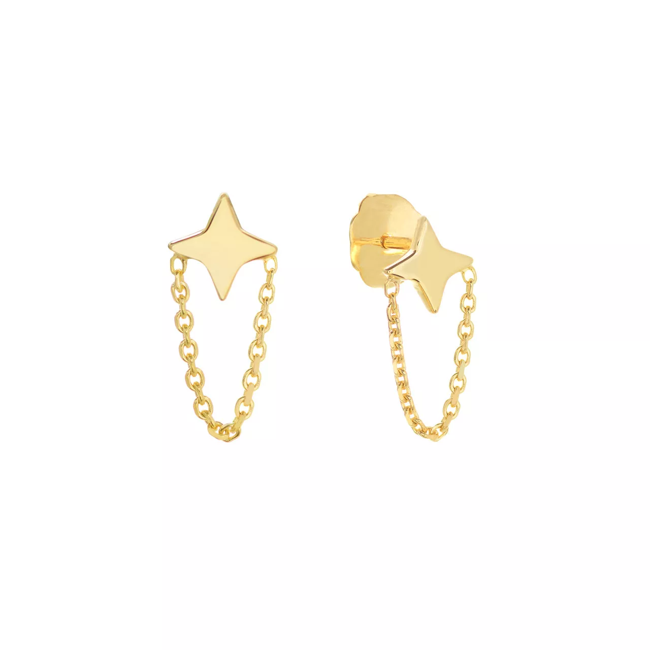 North Star Earrings with Chain Drape