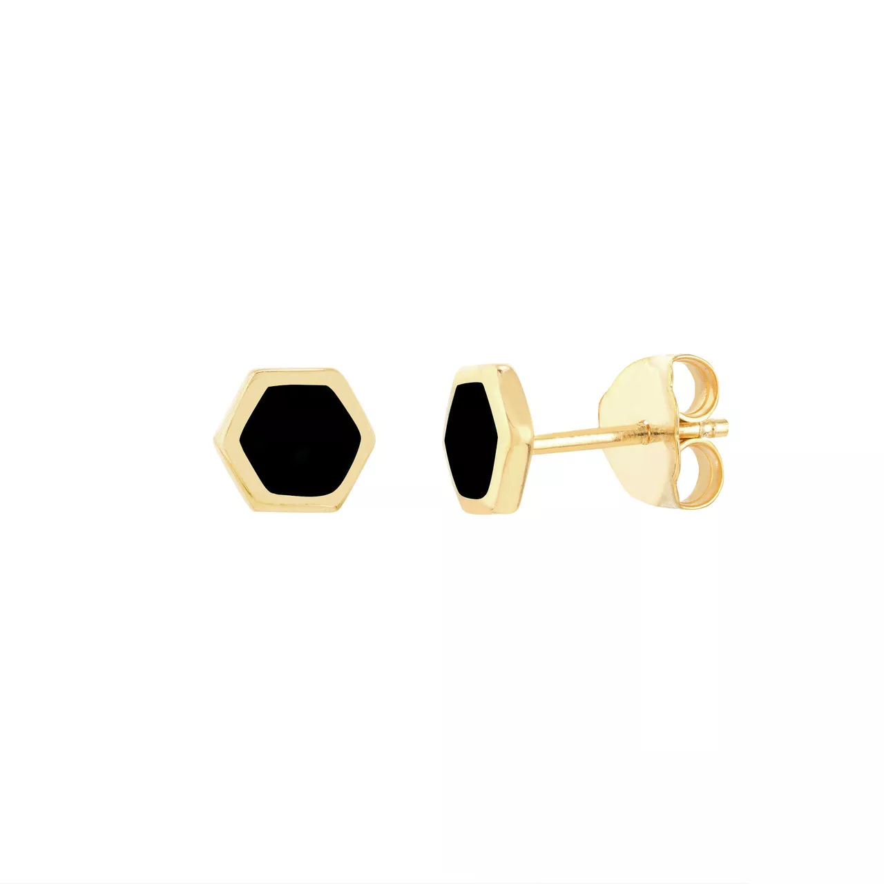 Onyx Enamel Hexagon Stud Earrings