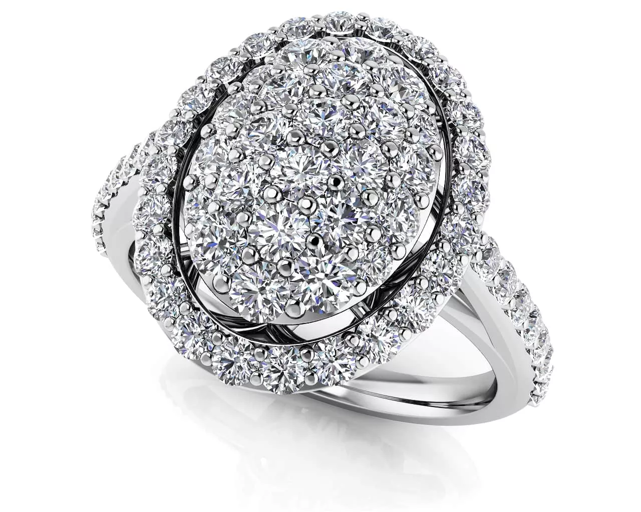 Oval Illusion Diamond Accented Ring 1.0 Carat Total Weight