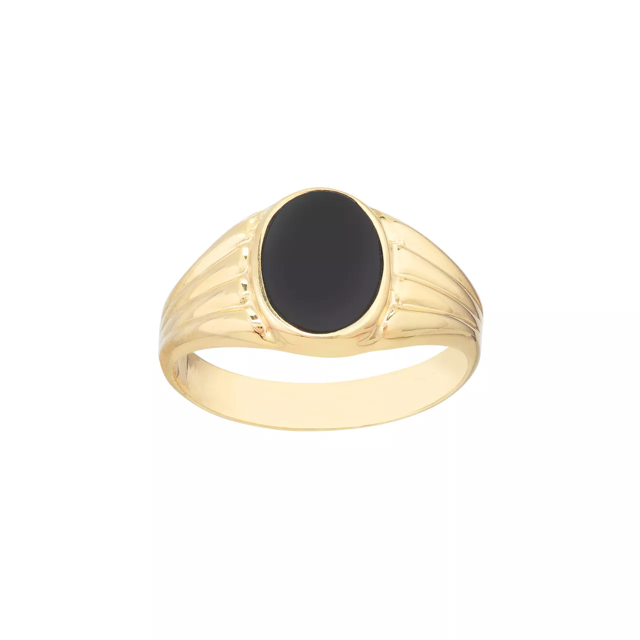 Oval Onyx Signet Ring with Textured Sides