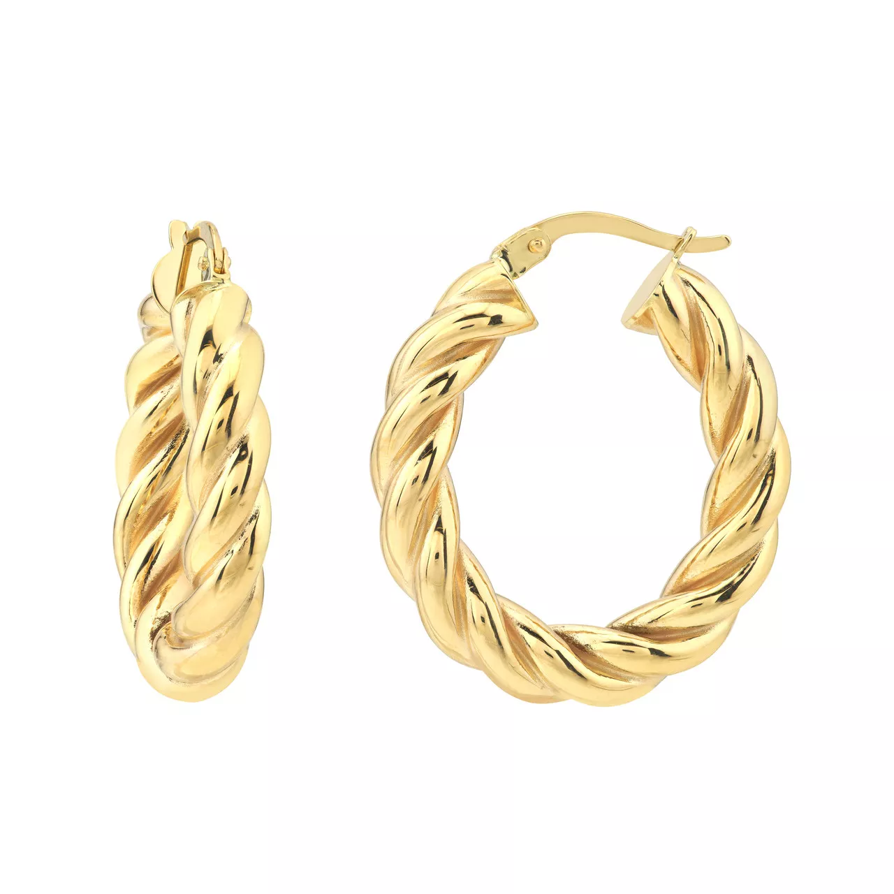 Oval Rope Twist Hoop Earrings