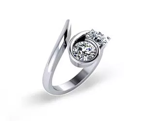 Prong Bezel Curve Two Stone Diamond Ring 1 /4 Carat Total Weight