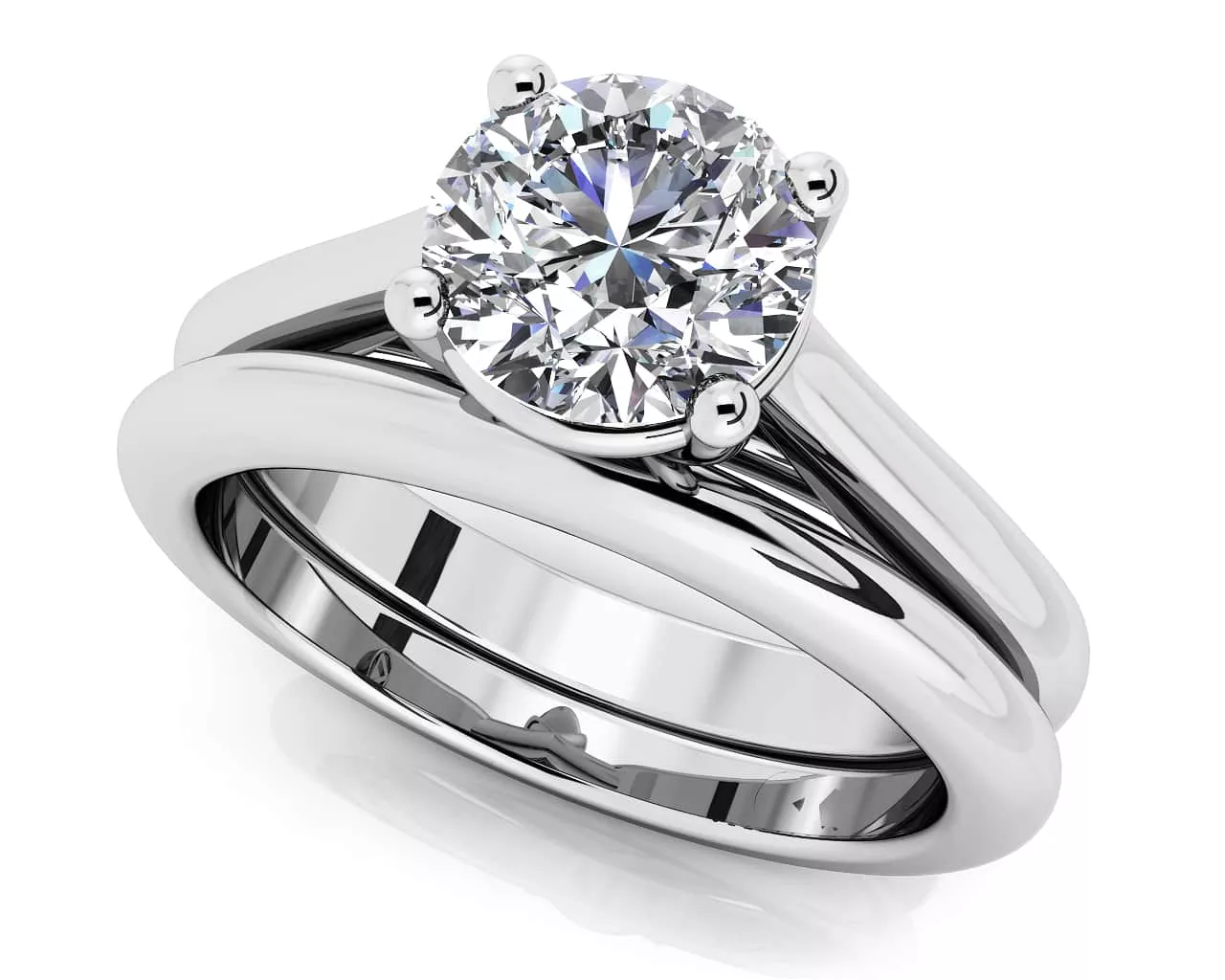 Round Diamond Cathedral Bridal Set Ring 1 /2 Carat Total Weight