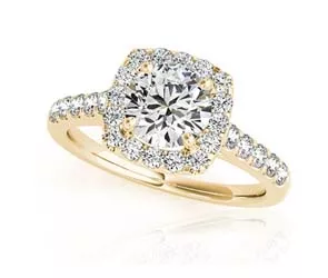 Round Diamond Cushion Fire Side Diamond Ring 0.94 Carat Total Weight