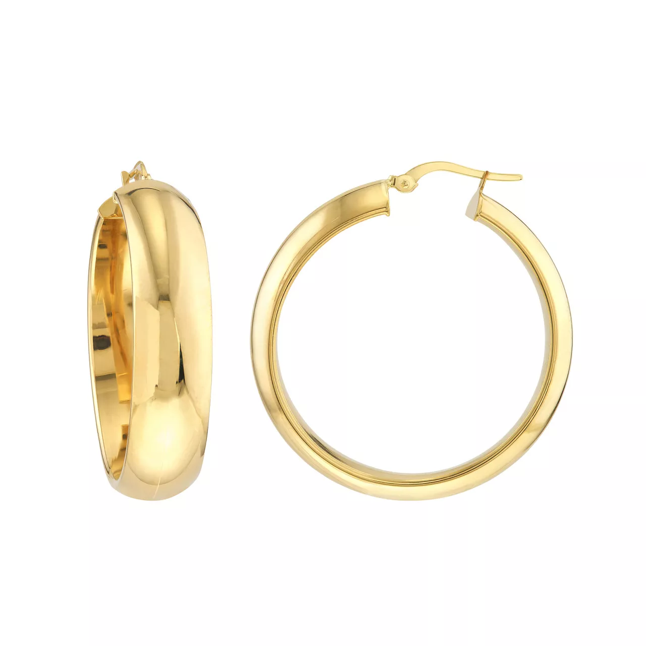 Round High Polished Hoop Earrings