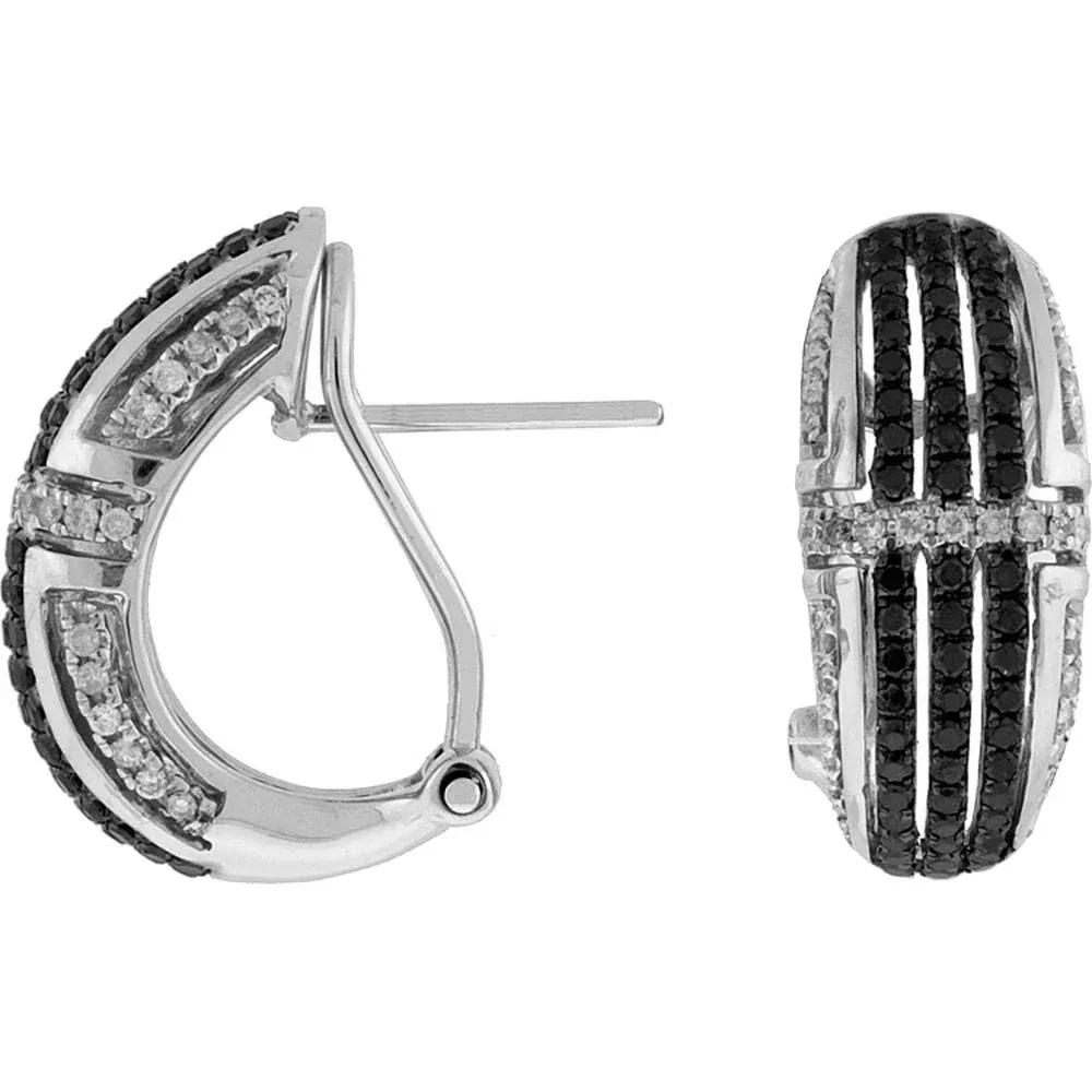 Royal 14K White Gold Black & White Diamond Contrast Earrings