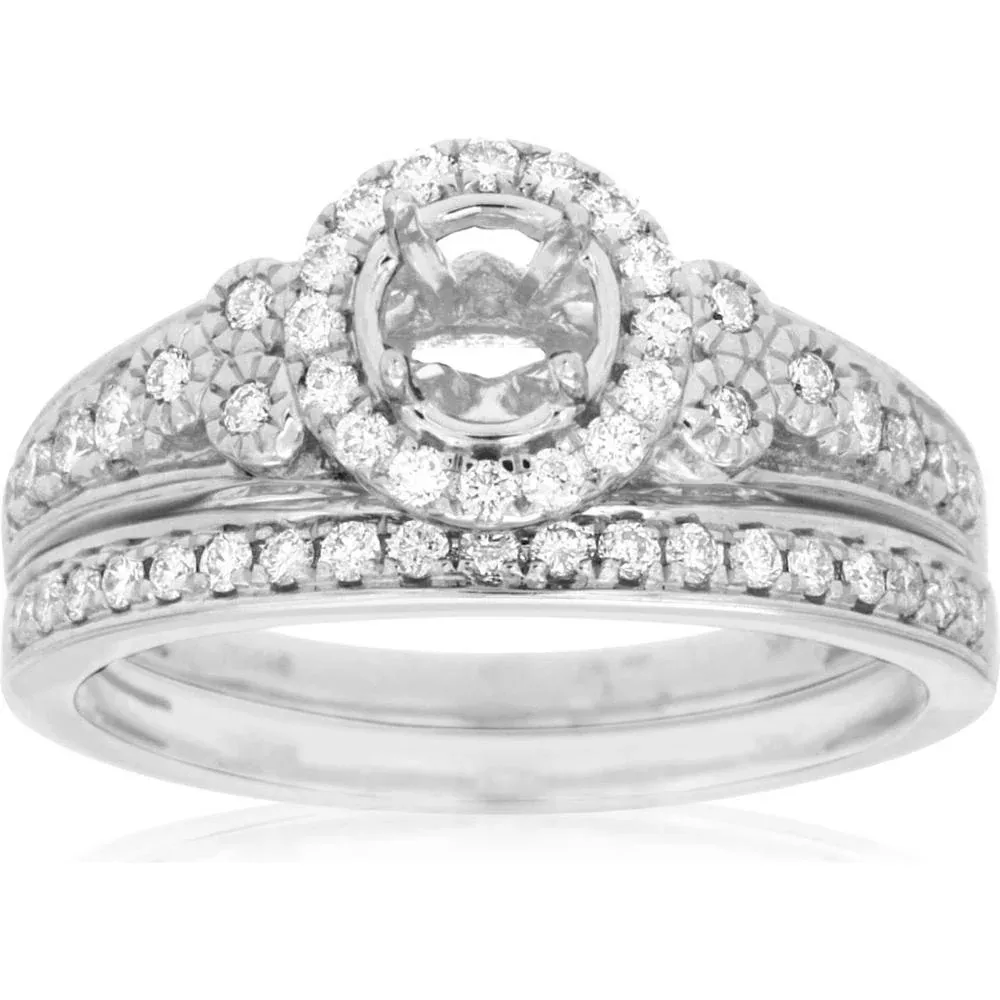 Royal 14K White Gold Semi Mount Wedding Ring