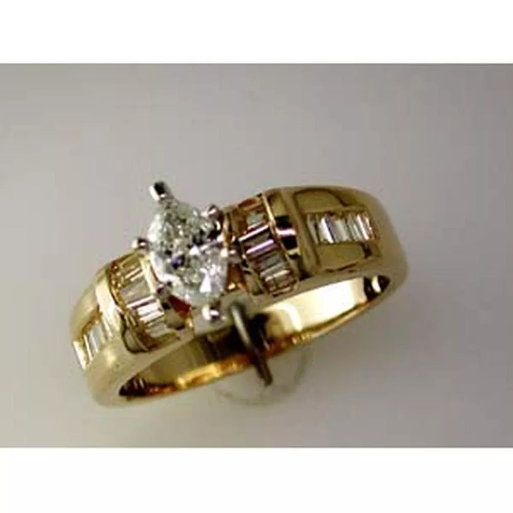Royal 14K Yellow Gold Marquise Diamond Engagement Ring - 0.42 Carat Center, 0.50 Carat Total