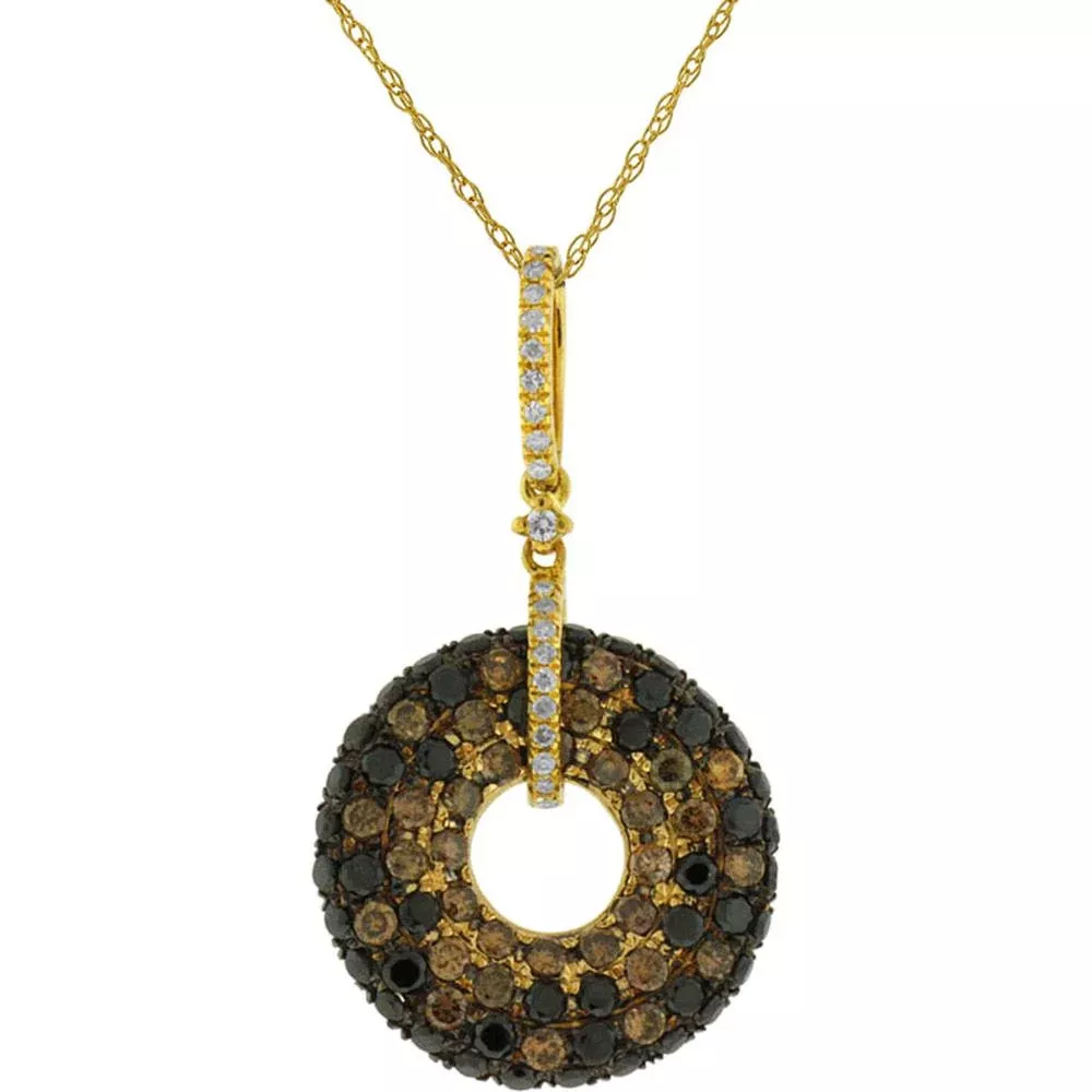 Royal 14K Yellow Gold Multi Color Diamond Pendant - Exquisite Celestial Elegance