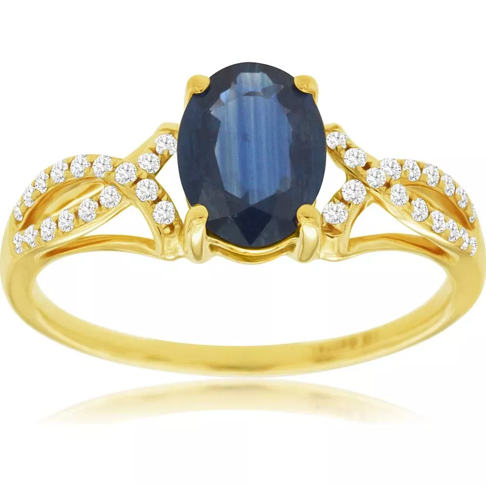 Royal 14K Yellow Gold Sapphire & Diamond Ring - Exquisite Elegance