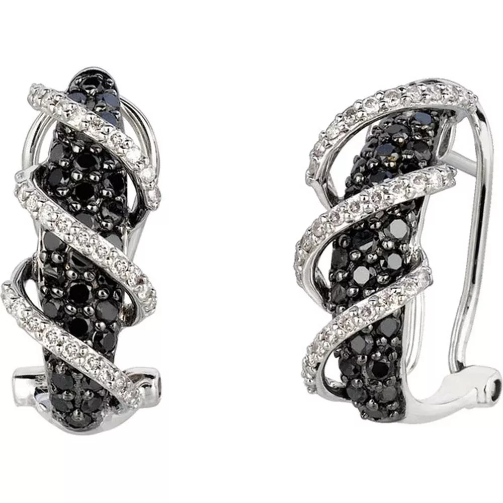 Royal Celestial Nights 14K White Gold Diamond & Black Diamond Earrings