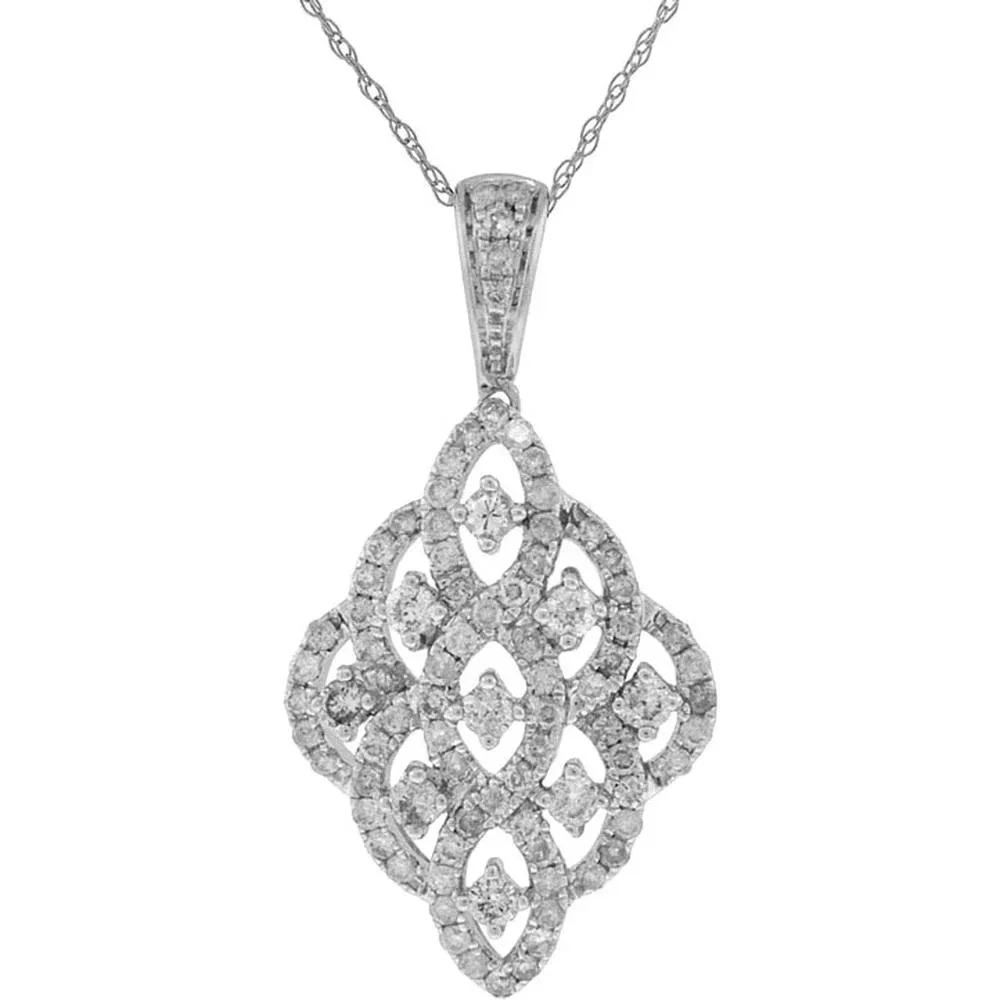 Royal Radiant Elegance 14K White Gold Diamond Necklace