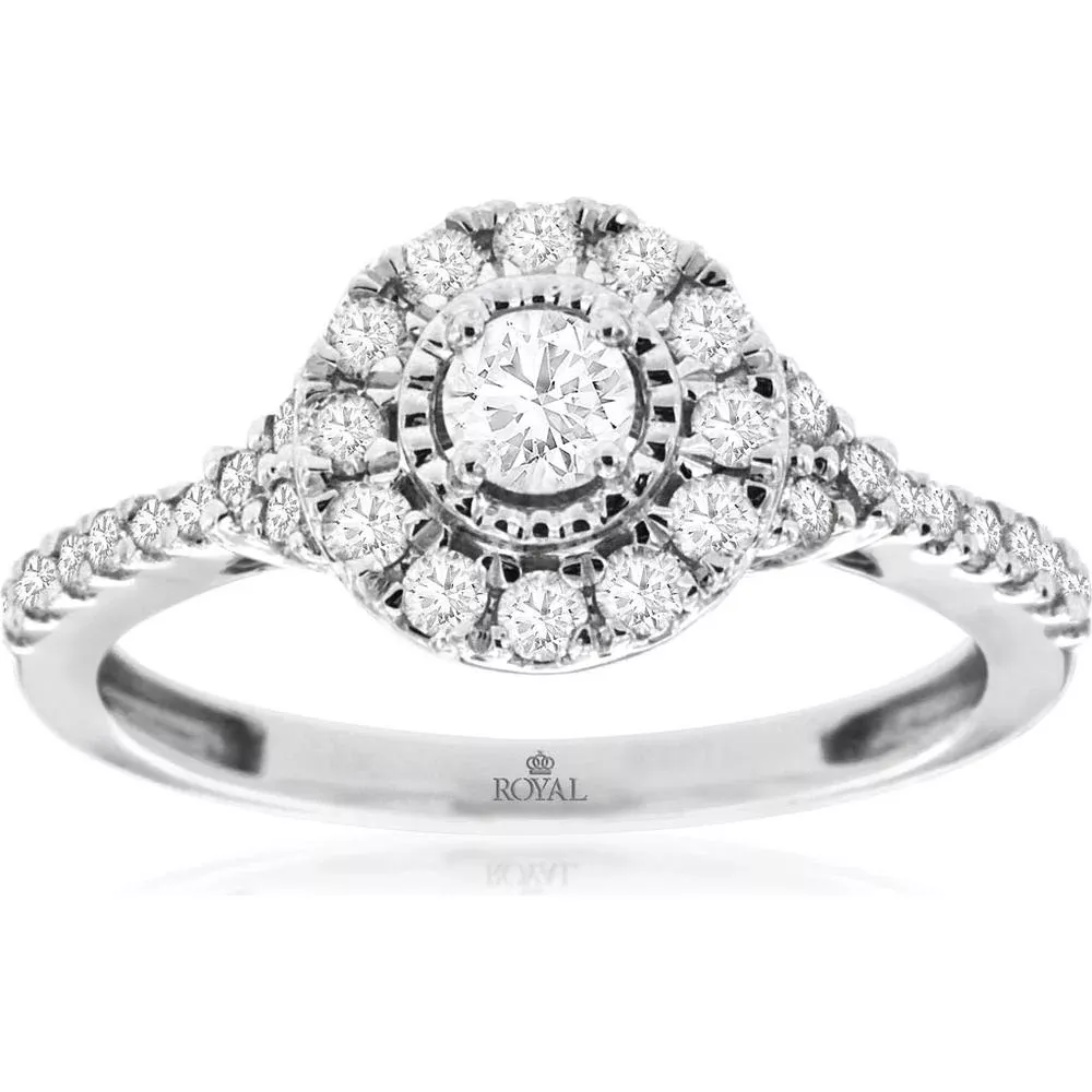 Royal Sparkling Love 14K White Gold Diamond Engagement Ring