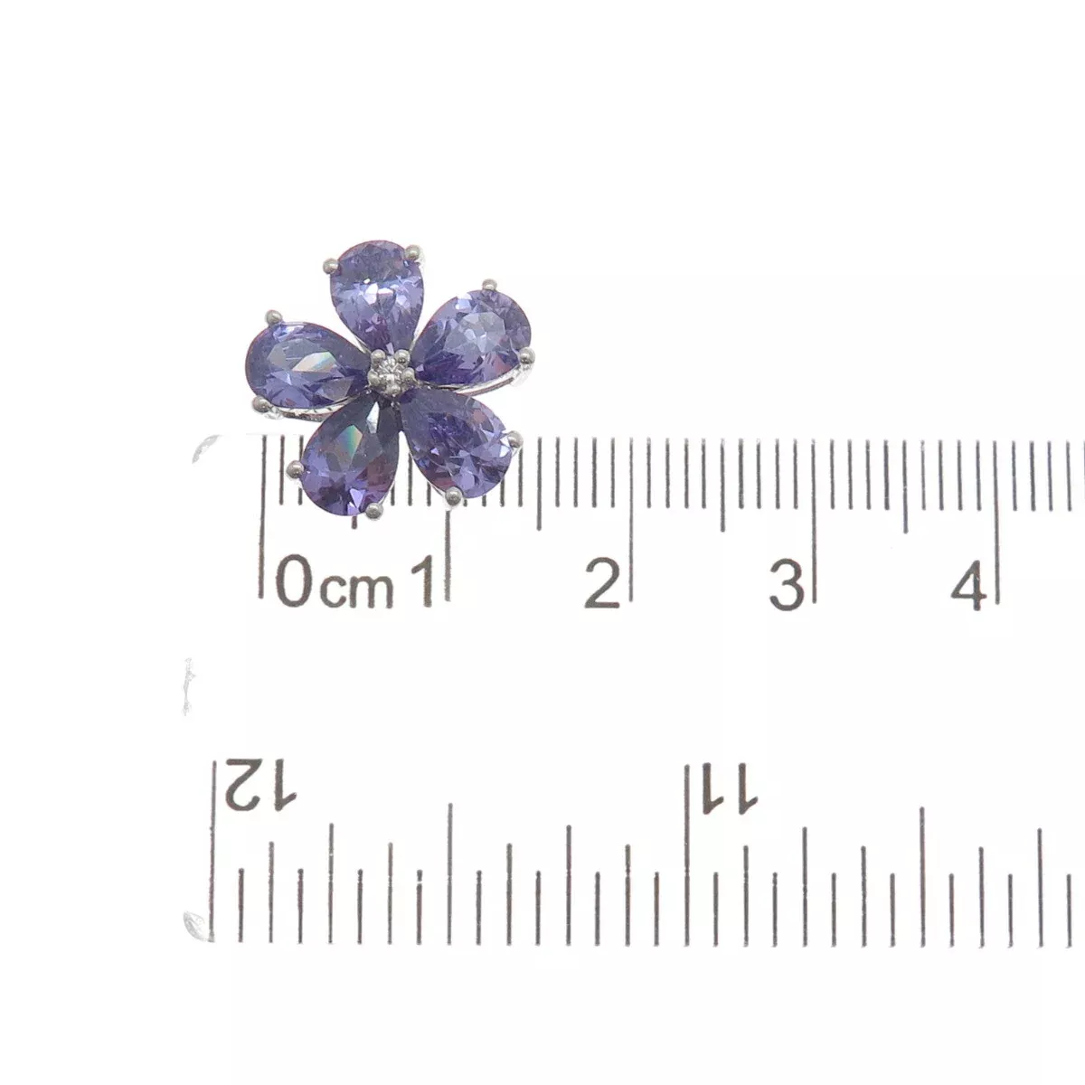 SAMUEL AARON 925 Sterling Silver White & Lavender C Z Flower Slide Pendant