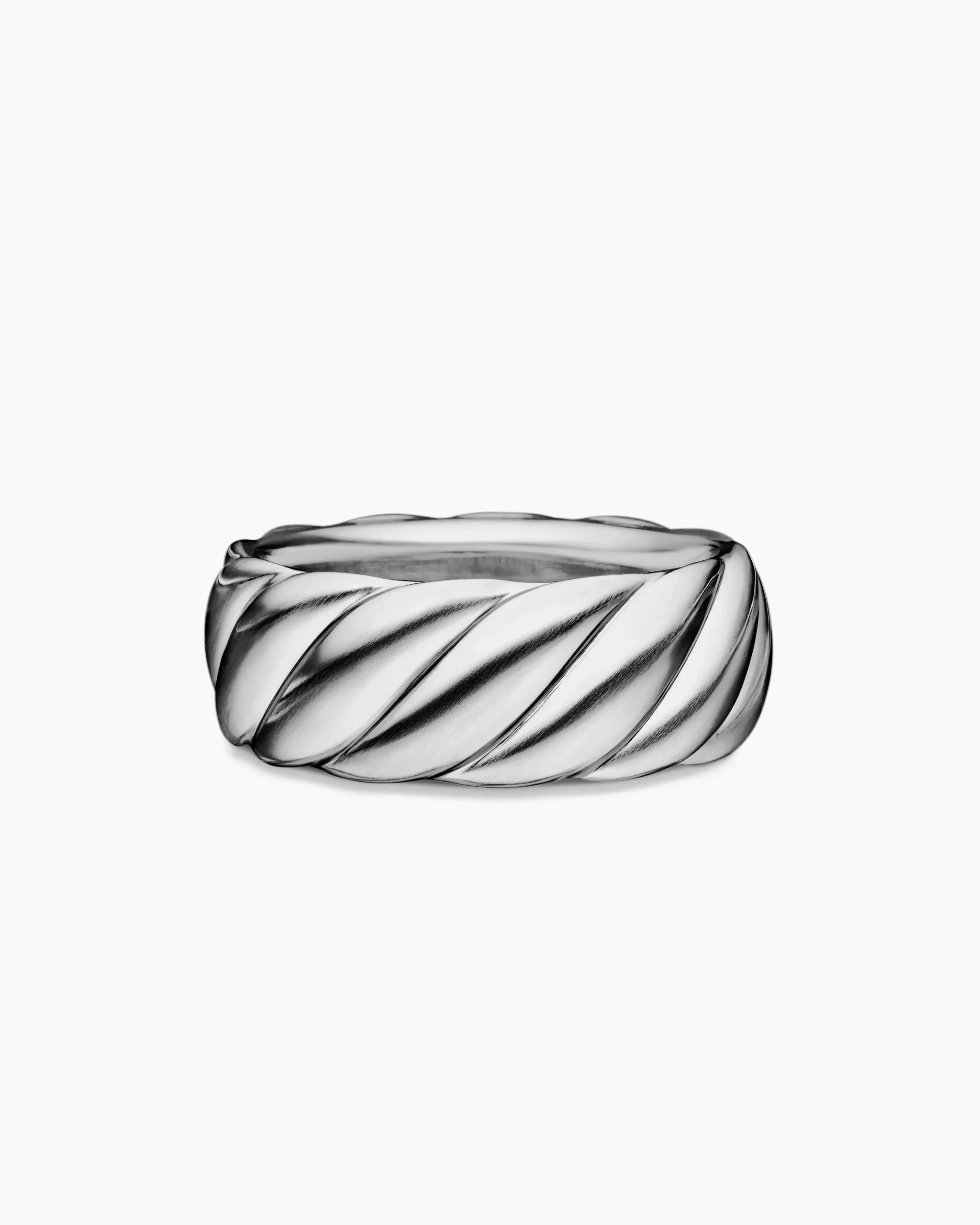 Sculpted Cable Contour Band Ring Sterling Silver, 9mm