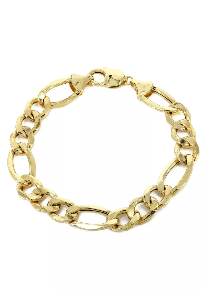 Semi SolidMens Figaro Bracelet 10K/14K Yellow Gold