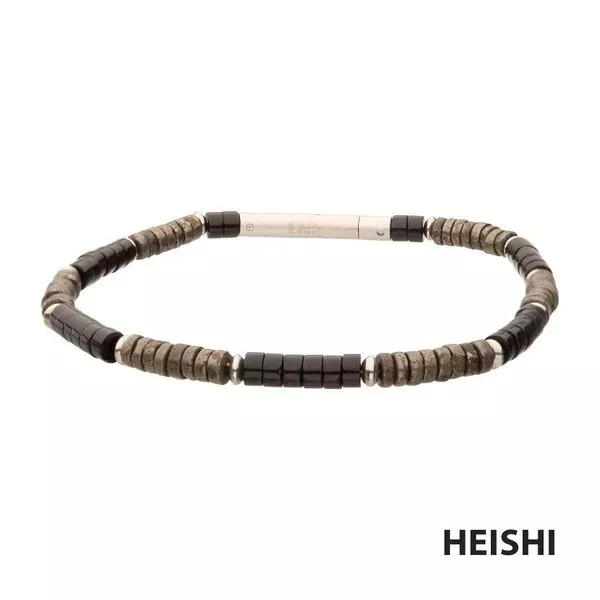 Shadow Wolf (Onyx / Pyrite) Heishi Bead Bracelet