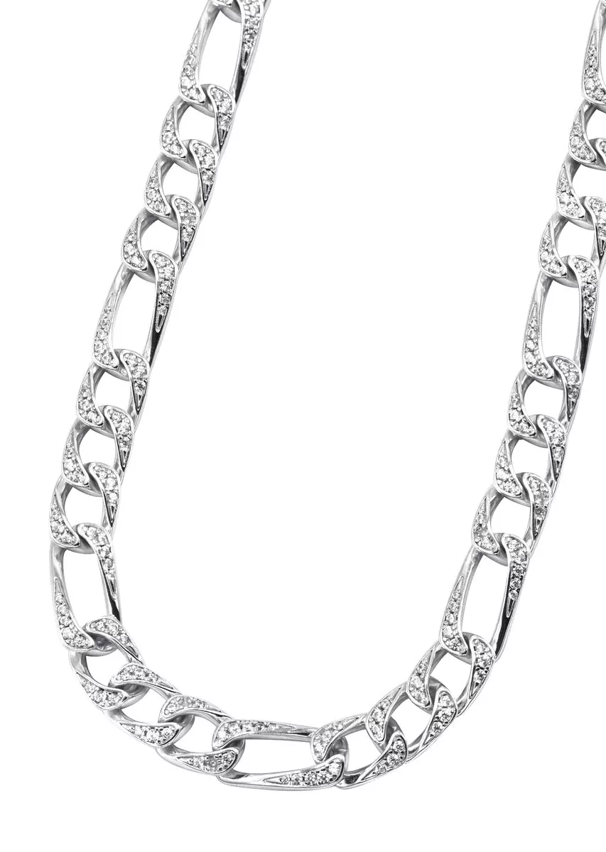 Silver Chain -Iced Out Figaro Chain