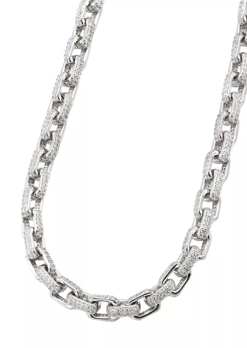 Silver Chain -Iced Out Hermes Chain Silver