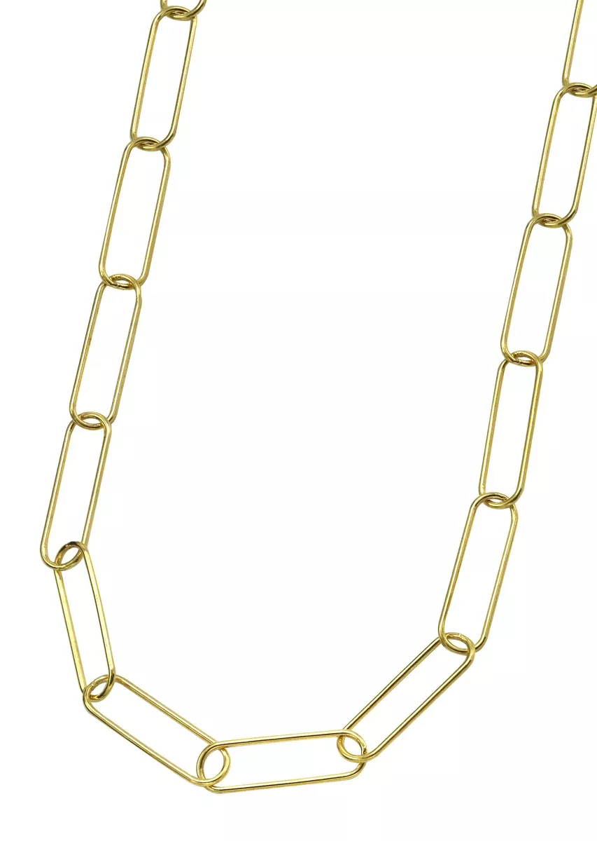 Silver Chain - Mens Gold Chain / Oval Paper Clip Chain