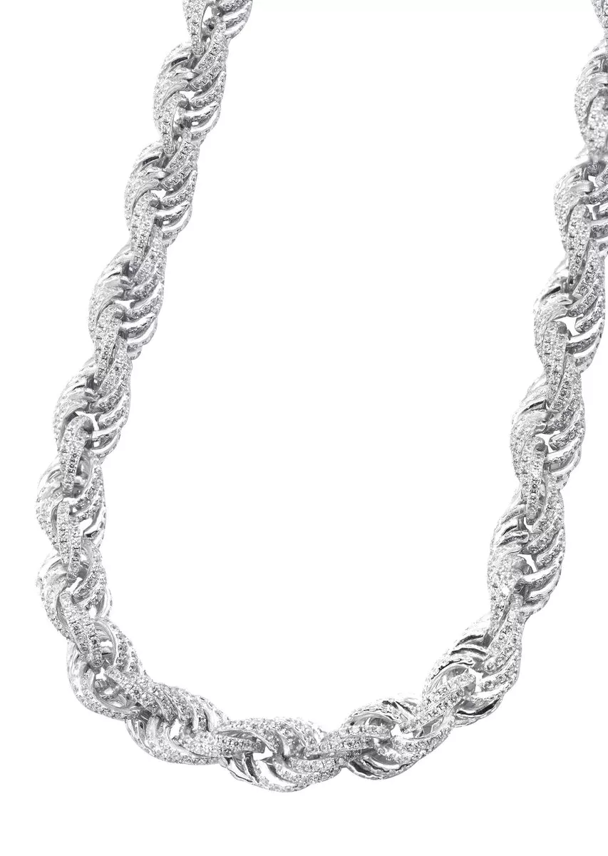 Silver Chain -Silver Iced Out Rope Chain