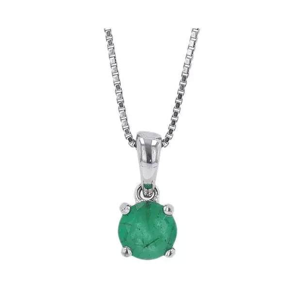 Silver Created-Emerald 1/2Ctw Pendant