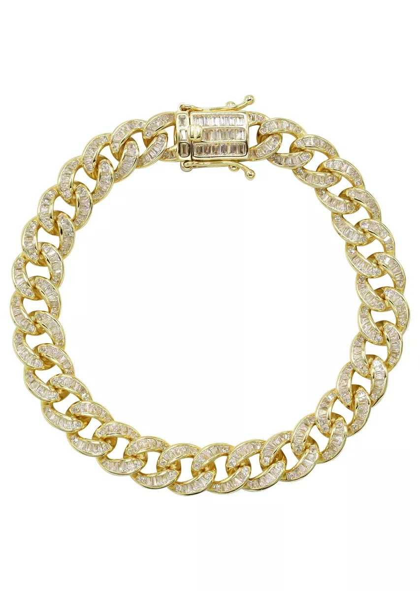 Silver Gold Baguette Miami Cuban Link Bracelet