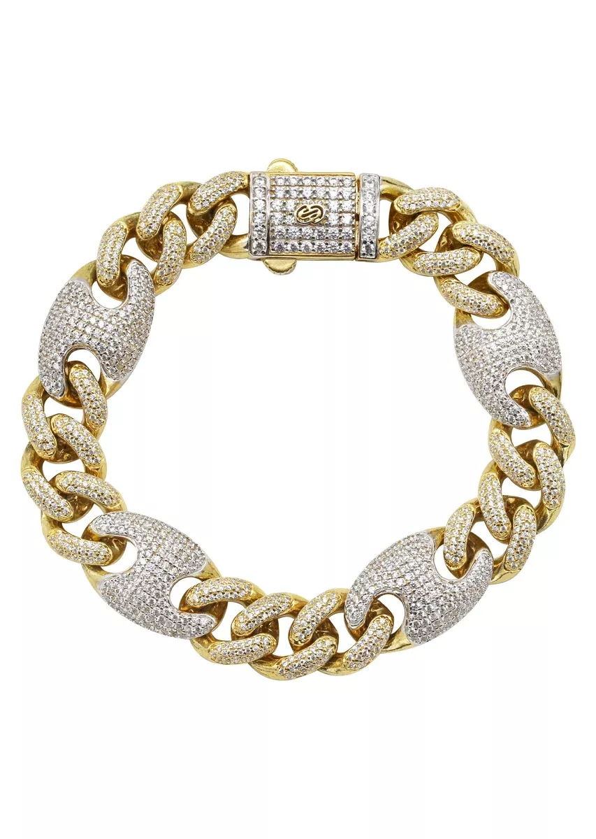 Silver Gold Iced Out Cuban Mariner Bracelet