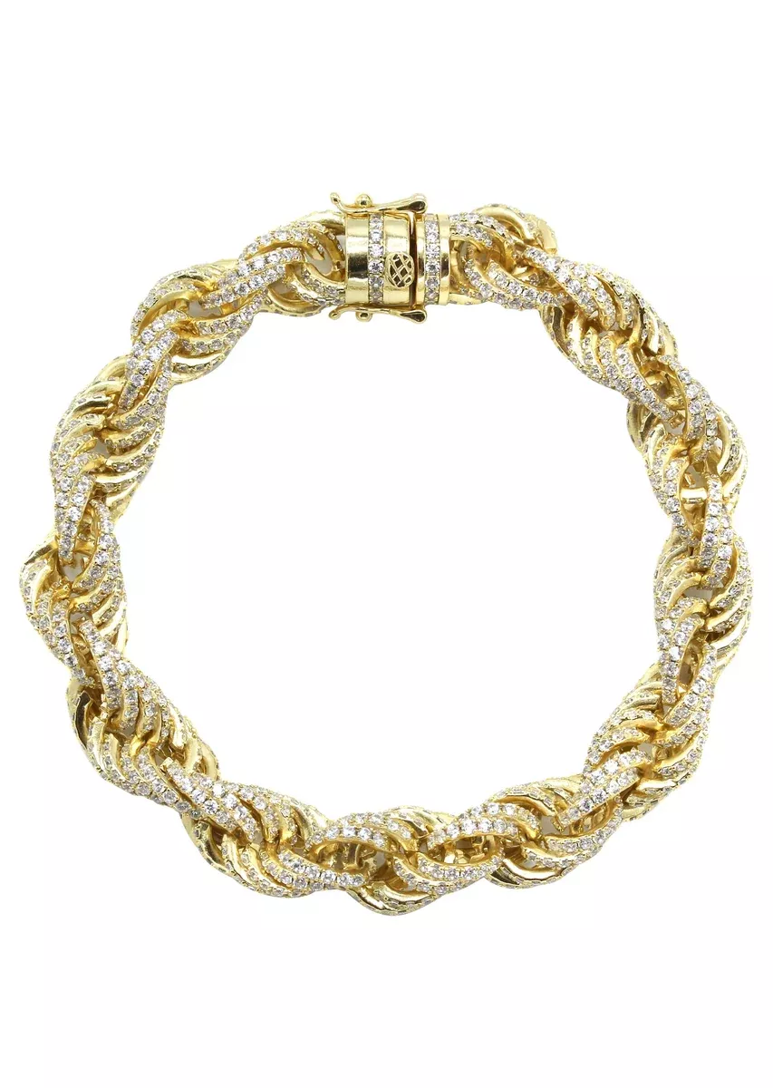 Silver Gold Iced Out Rope Bracelet