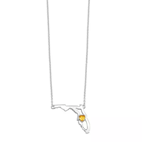 Silver Orange Sapphire 1/7Ctw Pendant