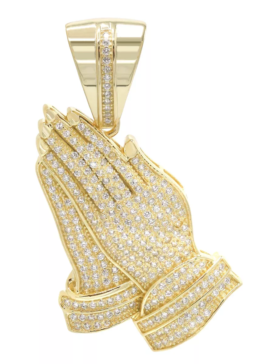 Silver Pendant - Gold Praying Hand Pendant | Appx 9.2 Grams