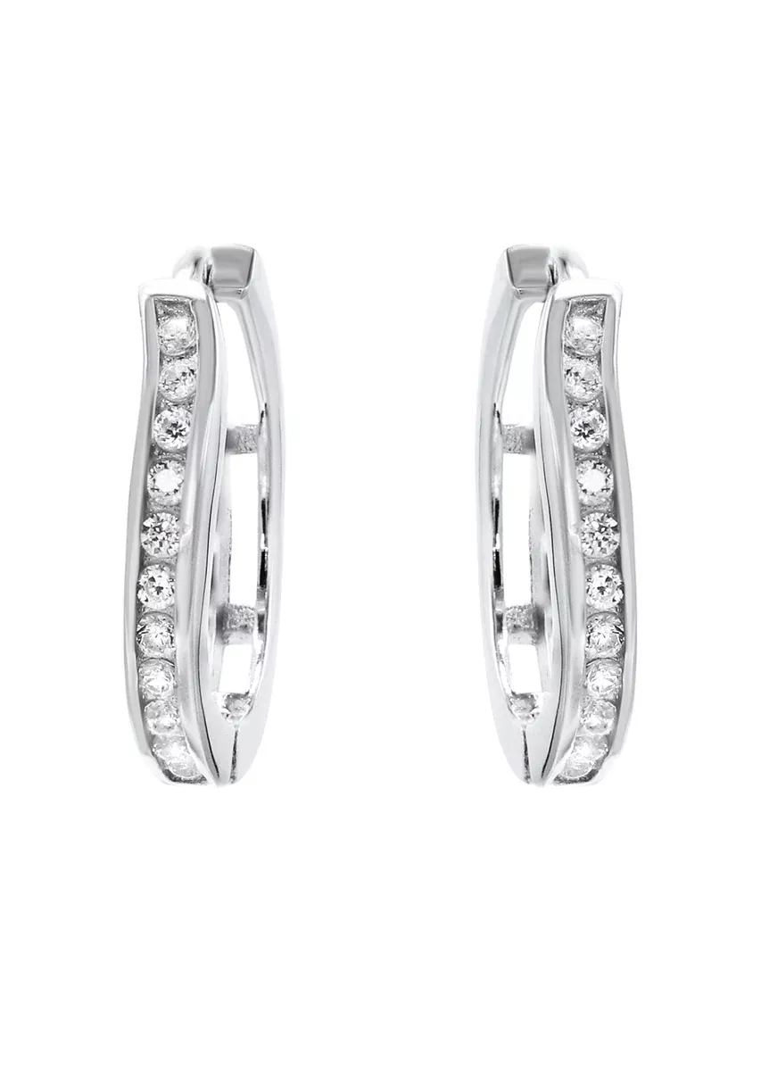 Silver Round CZ Stud Earrings | Appx. 1.5 Grams