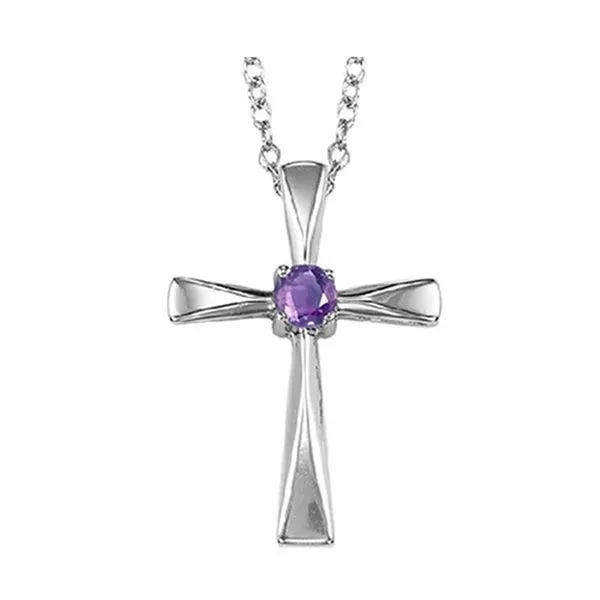 Silver White & Amethyst 1/8Ctw Pendant