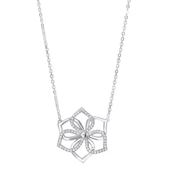 Silver White Diamond 1/5Ctw Necklace