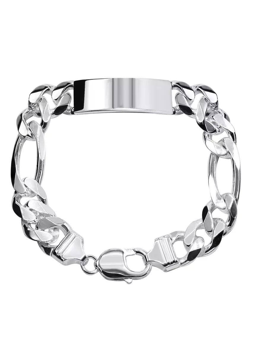 Silver White ID Figaro Bracelet