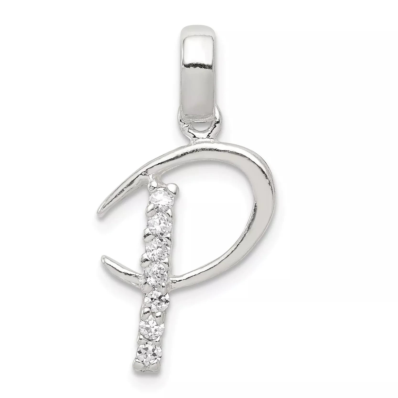 Sophia Jewelers Sterling Silver CZ P Initial Pendant with Anti-Tarnish Finish
