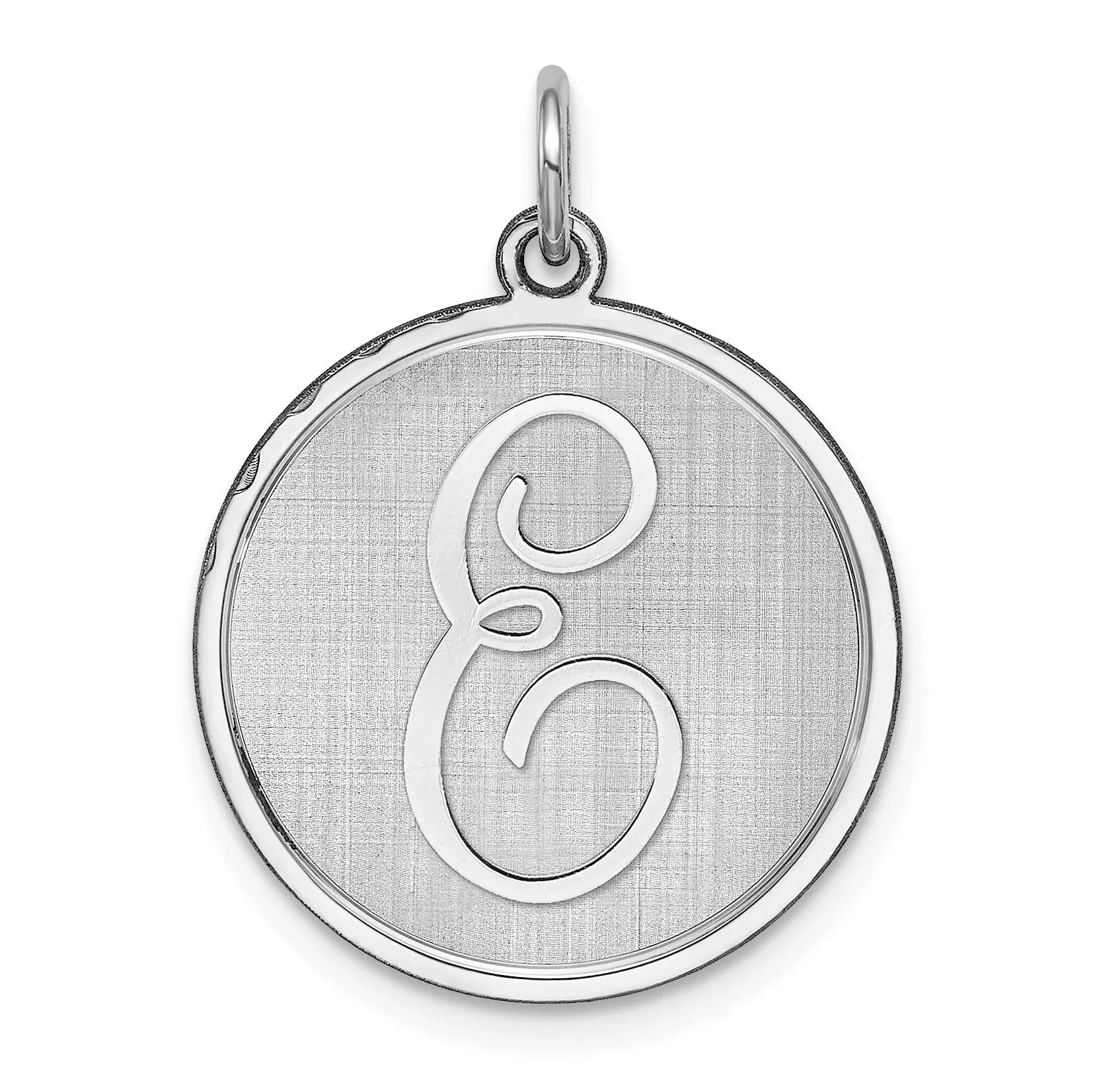 Sophia Jewelers Sterling Silver Rhodium-Plated Brocaded Initial E Charm