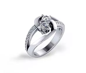 Split Shank Single Row Two Stone Diamond Ring 3 /8 Carat Total Weight