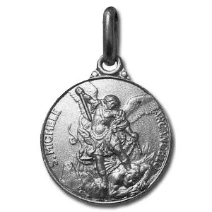 Sterling Silver 16.0mm Round Saint Michael Medal