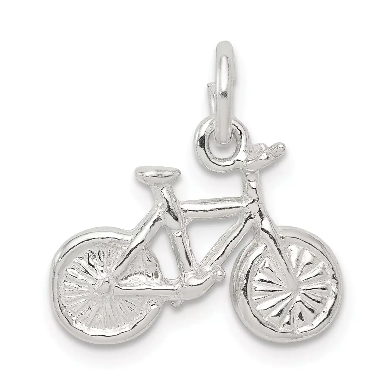 Sterling Silver 3D Bicycle Charm with Anti-Tarnish Polished Finish