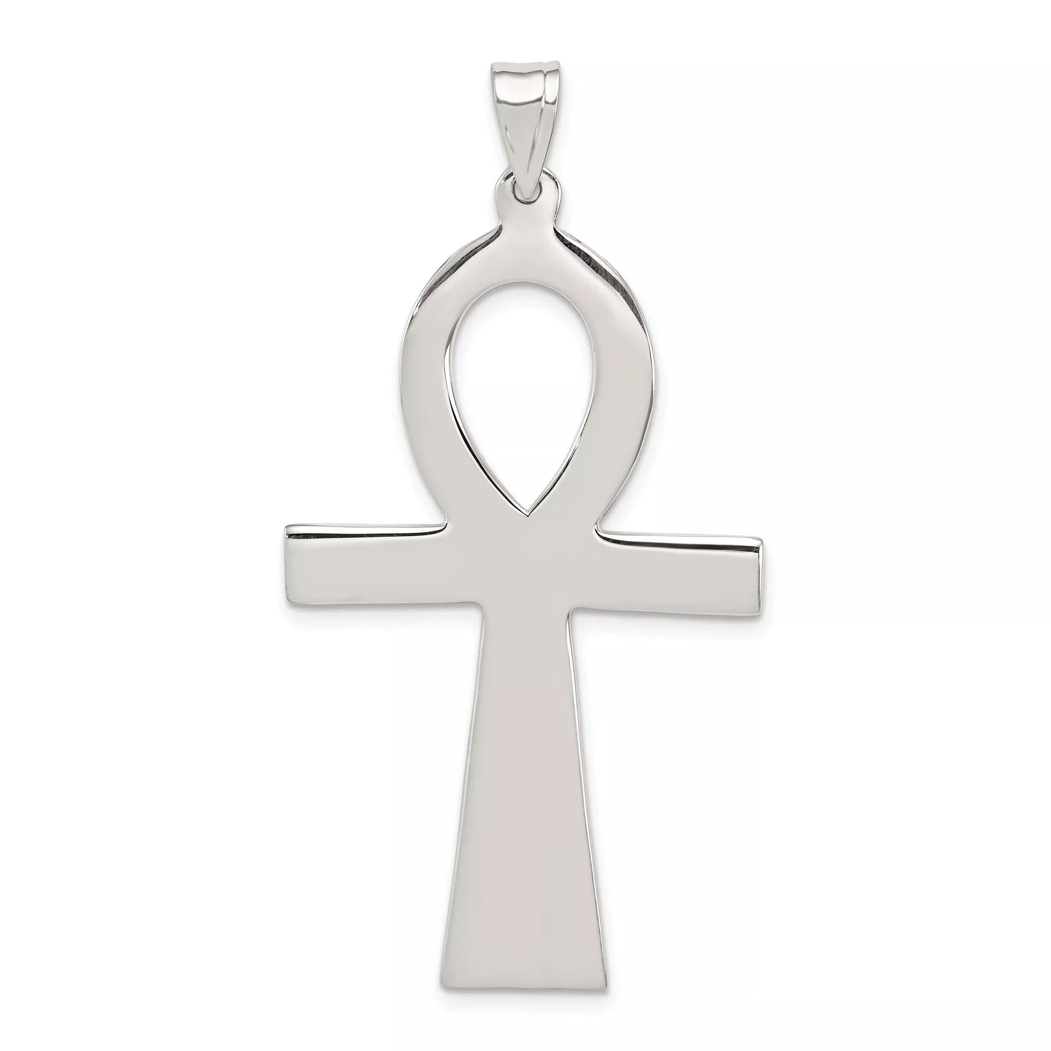 Sterling Silver 925 Ankh Cross Pendant Polished Elegant Design